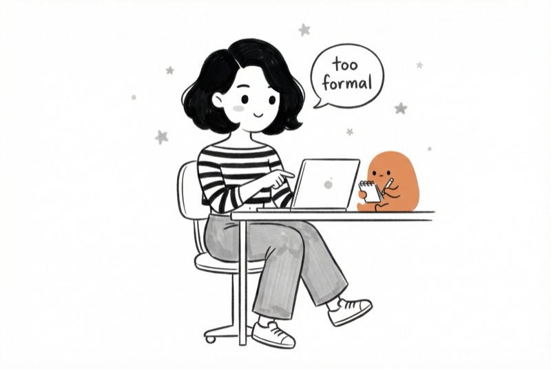 Caro pointing at screen, AI sprite taking notes